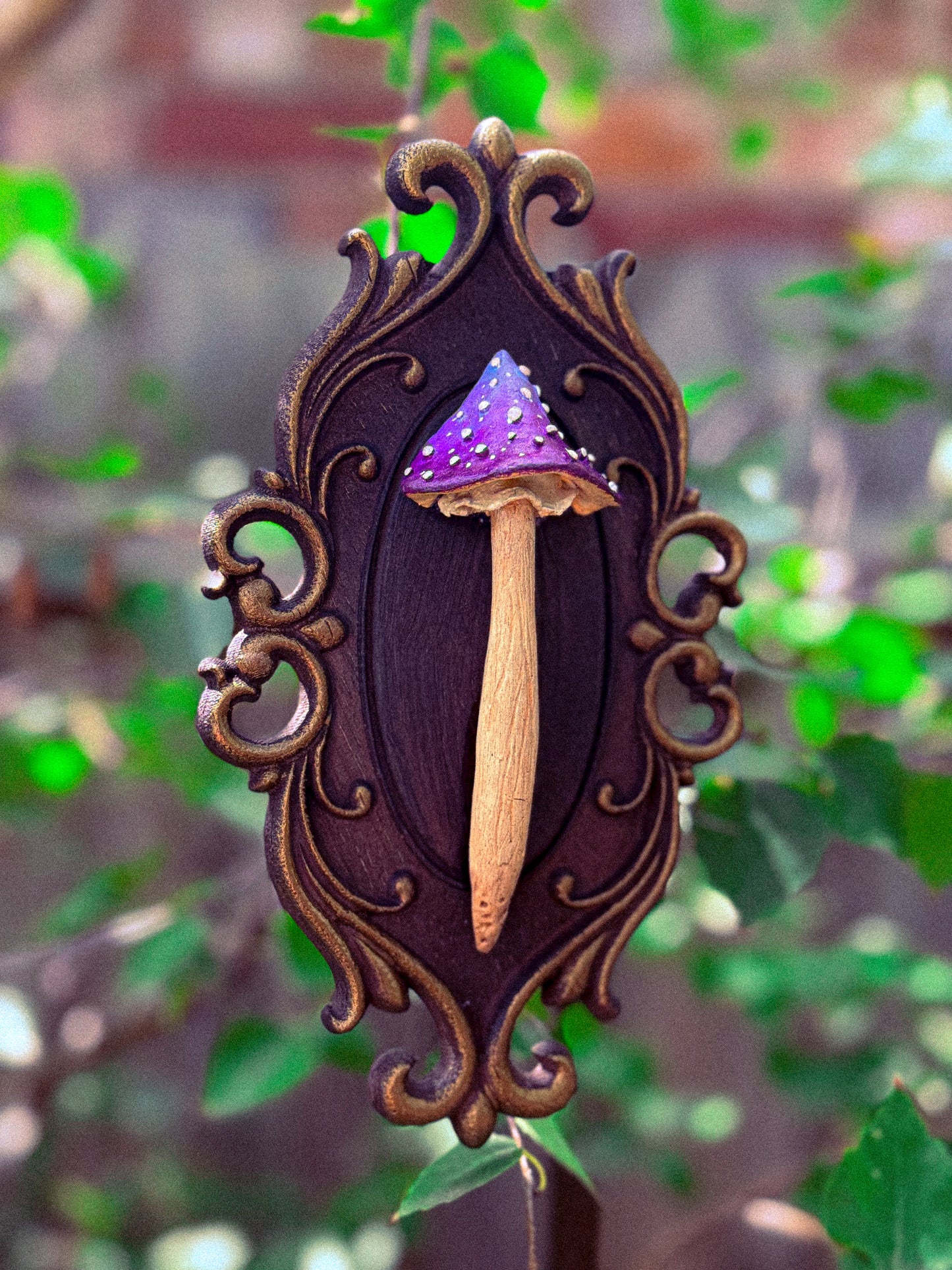 Handsculpted polymer mushroom wall plaques