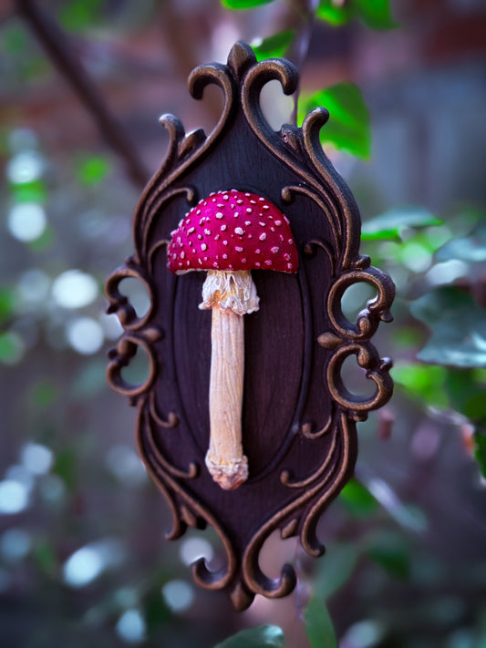 Handsculpted polymer mushroom wall plaques